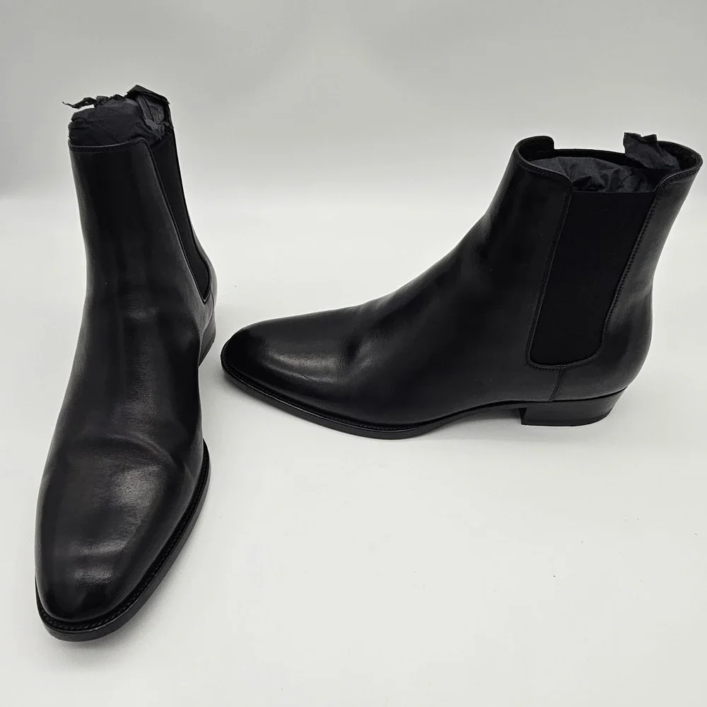 Saint Laurent Paris YSL Wyatt 30 Chelsea Boots Leather Nero Black U.S 9  EU 42